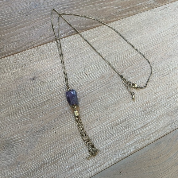 Jewelry - Gold and Amethyst Long Tassel Necklace